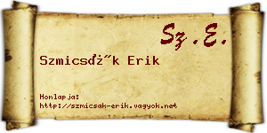 Szmicsák Erik névjegykártya